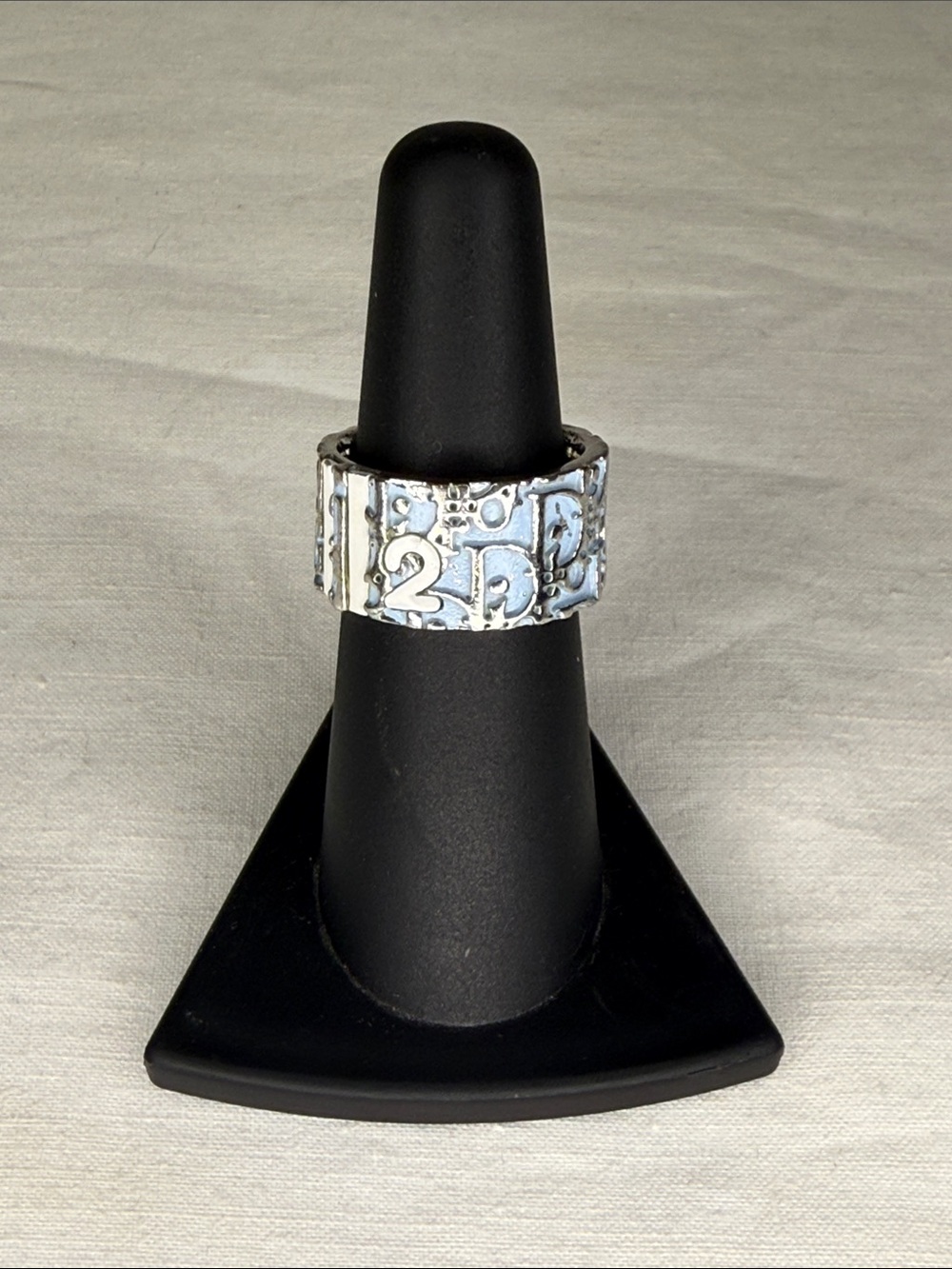 Christian Dior Oblique Logo Wide Band Ring – Size 6